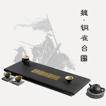 Fan Shangji Shewu Jinshi tea tray Natural stone New Chinese household rectangular drainage stone Small tea table slate