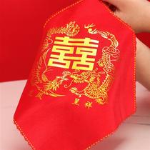 Wedding Red Handkerchief Paeca Handkerchief small square towels Wedding wedding Red Heineken Handsilk Womens side accompanied by bride supplies