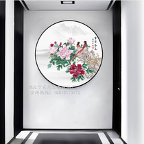 Simple modern art glass porch circular hanging painting corridor background wall murals light luxury living room tea room decoration painting