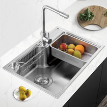 Sink single tank kitchen wash basin thickened multifunctional 304 stainless steel basin sink household dishwashing tank package