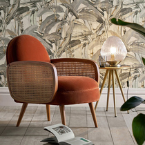 Nordic fabric single sofa and chair Bedroom small apartment solid wood woven rattan living room Retro light luxury sofa and chair designer