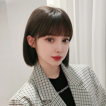 Wig Sleeve Woman Short Hair Real Hair Headgear Live-action Hair Full Real Hair Sets Natural Adolescent Girl Round Face Wave Head Full Headgear