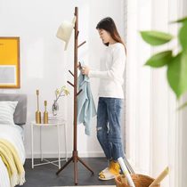 Solid wood coat rack floor-to-ceiling barber shop hanging clothes hanging bag rack suitable for beauty salon simple single rod tree fork rack