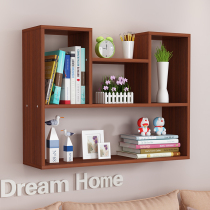 Wall shelf non-perforated wall-mounted cabinet creative living room decorative wooden bookshelf simple wall hanging cabinet rack