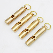 Brass keychain Pure copper retro personality whistle whistle pendant Childrens outdoor survival training camp whistle gift