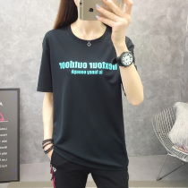 Loose short sleeve female summer tide quick-drying clothes regular thin breathable quick-drying clothes round neck letters thin sports quick-drying t