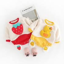 Female baby Autumn and Winter Triangle climbing clothes newborn baby clothes two-piece set of year-old foreign life one-piece clothes