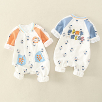 Baby conjoined clothes Spring paragraph baby out to suit double layer pure cotton foreign air khae cute baby long sleeve climbing clothes cute