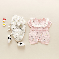 Baby one-piece romper bag fart clothing Summer princess one-piece soft cotton baby cute out of foreign clothes