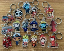 Fireman Cute Cartoon Key Button Flame Blue Regular Wear Pendant Bifacial Picture Accessories Unit Active Prize Couple