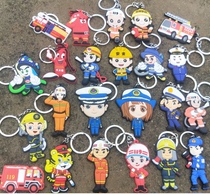 Fireman Cute Cartoon Key Button Flame Blue Regular Wear Pendant BSR Small Accessories Unit Active Prize Couple