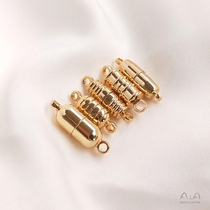 14K gold color retention diy accessories magnet buckle round bamboo section long barrel shaped pill shaped bracelet necklace buckle iron buckle