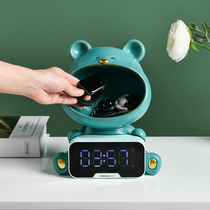 Wedding room decoration gift housewarming to send newcomers to the porch storage bear lucky Nordic high-end clock practical ornaments