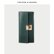 COLVON KLONA wallet female 2021 new retro buckle ins crocodile pattern long hand-held coin purse female