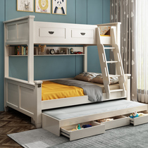 Adult children solid wood frame up and down bed with ladder cabinet tow bed small apartment American child White high and low bed promotion