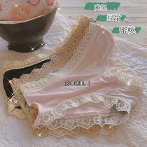 Mid-Waist Briefs Female Graphene Antibacterial Pure Cotton Crotch Lace No Mark Sunday Modale Honey Peach Girl Breathable Underpants