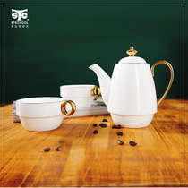 Stechcol pure white single double teapot fashion simple tea set British style afternoon tea gift