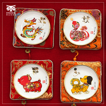 Stechcol New Year Zodiac commemorative ceramic hanging plate decorative ornaments Gift collection high-grade