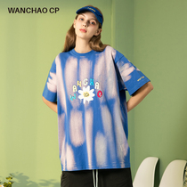 WANCHAO CP summer New National Tide brand couples dress before and after smiley face flower T-shirt cotton short sleeve women half sleeve ins