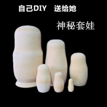 DIY hand-painted white germ five sets of 5 layers Russian set dolls log sleeve va DIY cover children Puzzle Graffiti