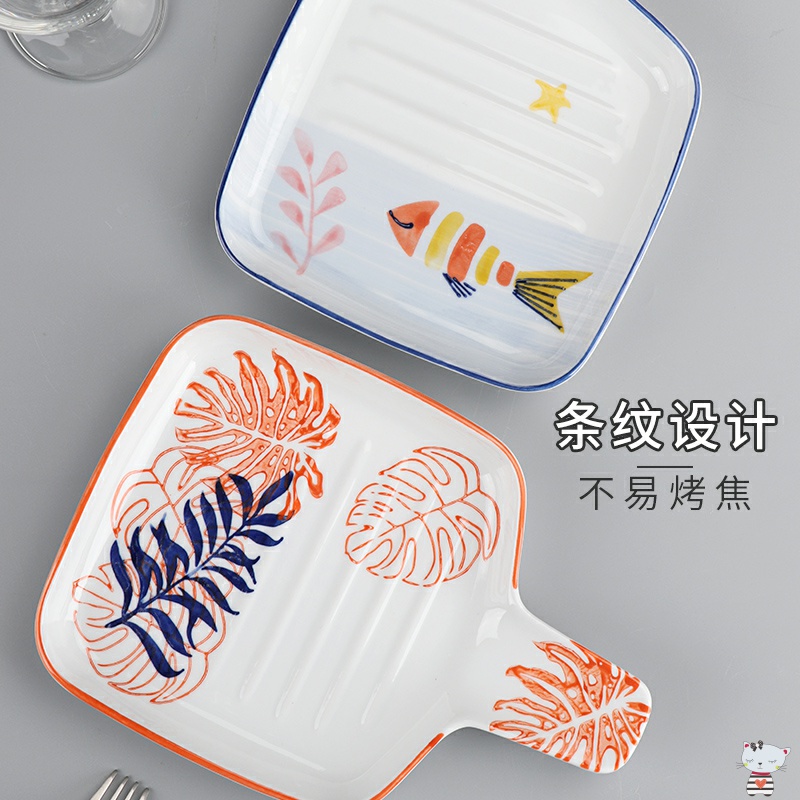 As pan two northern Japanese good - & household ceramics steak dishes ins western - style food tableware oven dish plate