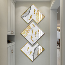 Nordic light luxury porch decorative painting new nine fish picture hanging painting vertical polygon triptych painting into the house corridor mural