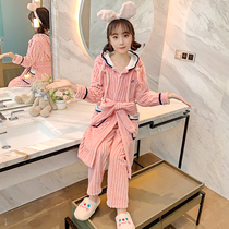Childrens flannel pajamas winter girls coral velvet thickened suit