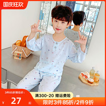 Boys and childrens pajamas spring and autumn summer thin cotton silk baby boy long sleeve