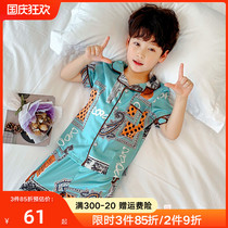 Boys pajamas spring and autumn summer Thin Ice Silk children little boy short sleeve trousers air conditioning home clothing set
