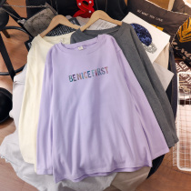 Winter gestational woman dress spring body t-shirt big code 200 catty loose Korean version pure cotton inside lap long sleeves on the bottom shirt