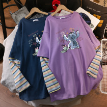 Large size 200 catty Pregnancy Woman Dress Spring Loaded loose pure cotton T-shirt Long sleeves Korean version Long style undershirt Spring and autumn style blouses