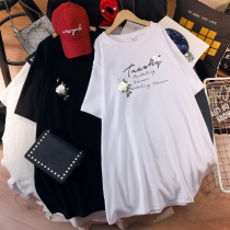 Pregnant womens blouses Summer fashion Tidal Moms Personality Gestation Women Dress T-shirt Short Sleeves Mid Korean version Summer of the undershirt