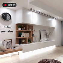 Solid Wood multi-layer paint background wall white flat screen TV wall wood veneer cabinet door panel baking PAINT WHOLE house customization
