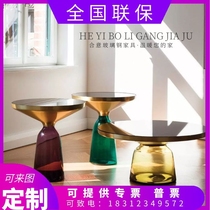 Nordic Creative Transparent Bell Tempered Glass Tea Table Round minimalist light lavish several living-room family sofas corner a few