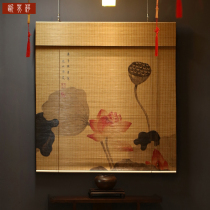 Bamboo curtain roller curtain custom summer Japanese new Chinese sunscreen lifting shading shading printing Zen partition