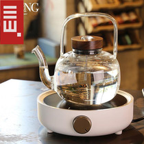 Yilong High Temperature Resistant Glass Small Green Mandarin White Tea Cooking Teapot Temperature-Sensing Kung Fu Tea Maker Filter Side of the Tiliang jug
