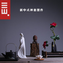 Defied white porcelain Li Bai Zen Serve Chinese Wind figures Ceramics Boutique tea Swaying Pieces Merit Tea tea with tea Play pure handmade