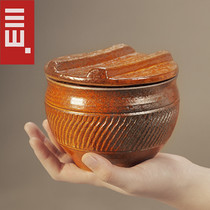 Coarse Pottery Tea Leaf Jars Seal Pot Boutique High-end Ceramic Creative Personality Fashion Storage Jar Tea Barn Wake Tea Jar Trumpet