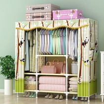 Simple wardrobe storage rental room steel pipe thickened thickened reinforced modern simple household bedroom wardrobe cloth cabinet
