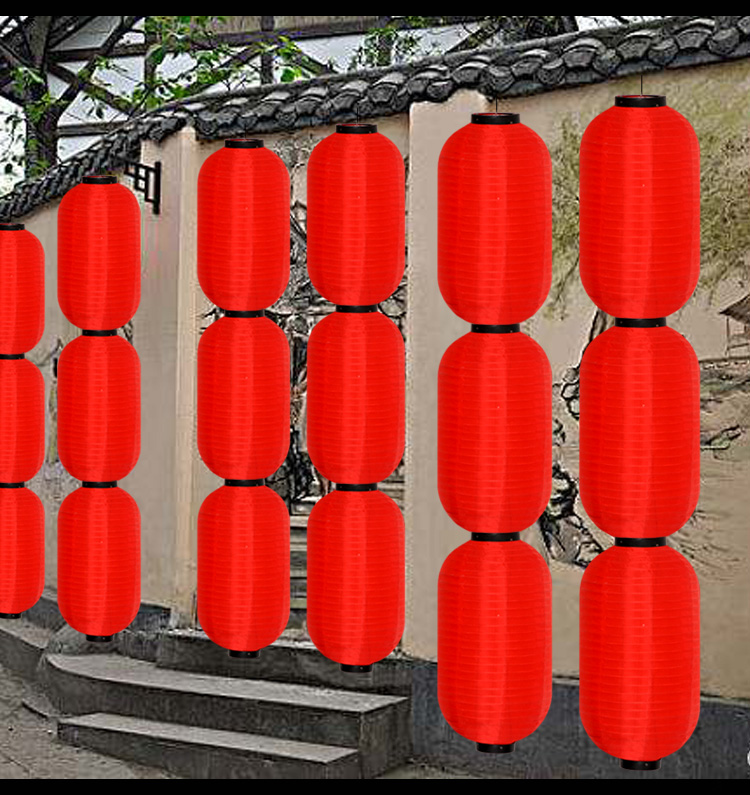 大红长冬瓜灯笼串户外广告印字折叠三四五连串门口装饰灯笼串节庆