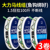 Japan Import Sichuan Vigorous Horse Line Group Fish Line Main Line Suit Complete of Big Things Silver Carp Fishing Group Fishing Hook double-hooked tie