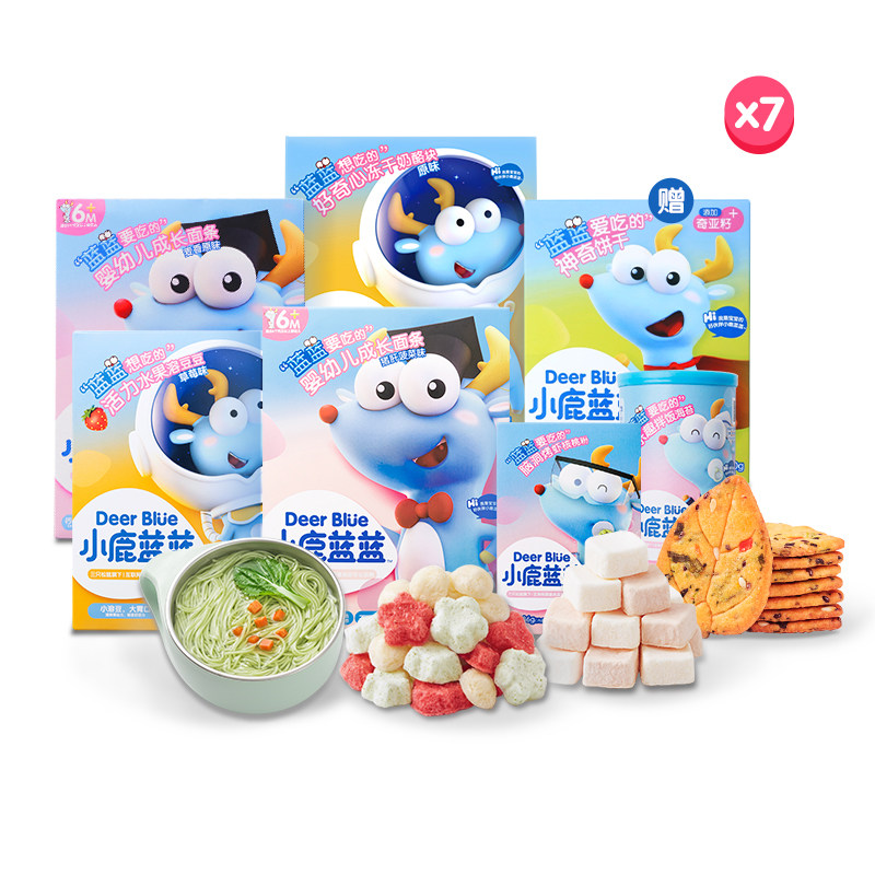 【小鹿蓝蓝_宝宝零辅食加油包x7盒】溶豆奶酪拌饭海苔面条饼辅食