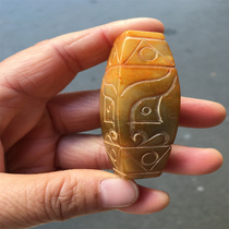 Jade Lezi Ancient Play Collection Jade Palm Gift jade People face Liangzhu Culture pendulum piece The piece yellow Qingqin jade stock jade Cong