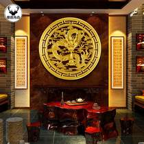 Dongyang wood carving pendant Chinese style Kowloon wall hanging solid wood carving crafts living room antique pendant decoration painting custom