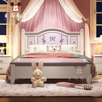 All solid wood childrens bed girl princess bed 1 2M bed bedroom 1 5m teenager student bed girls room furniture