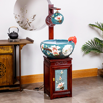 Flowers bloom and wealth high-end Jingdezhen ceramic floor cabinet goldfish tank home porch living room display