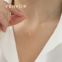 18k Gold Inlaid Diamond Letters Necklace Woman Lock Bone Chain Digital Pendant Minimalist Temperament Birthday Present