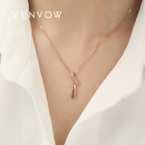 Custom lettering 18k rose gold butterfly knot necklace woman pendant Caigold gold gold diamond collarbone chain Seven New Years Gift