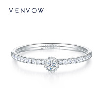 VENVOW row drill ring female 18K platinum real diamond ring courting wedding diamond ring original design