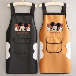 PU apron work clothes for women customized logo printing kitchen household waterproof and oil-proof catering special cooking apron for men